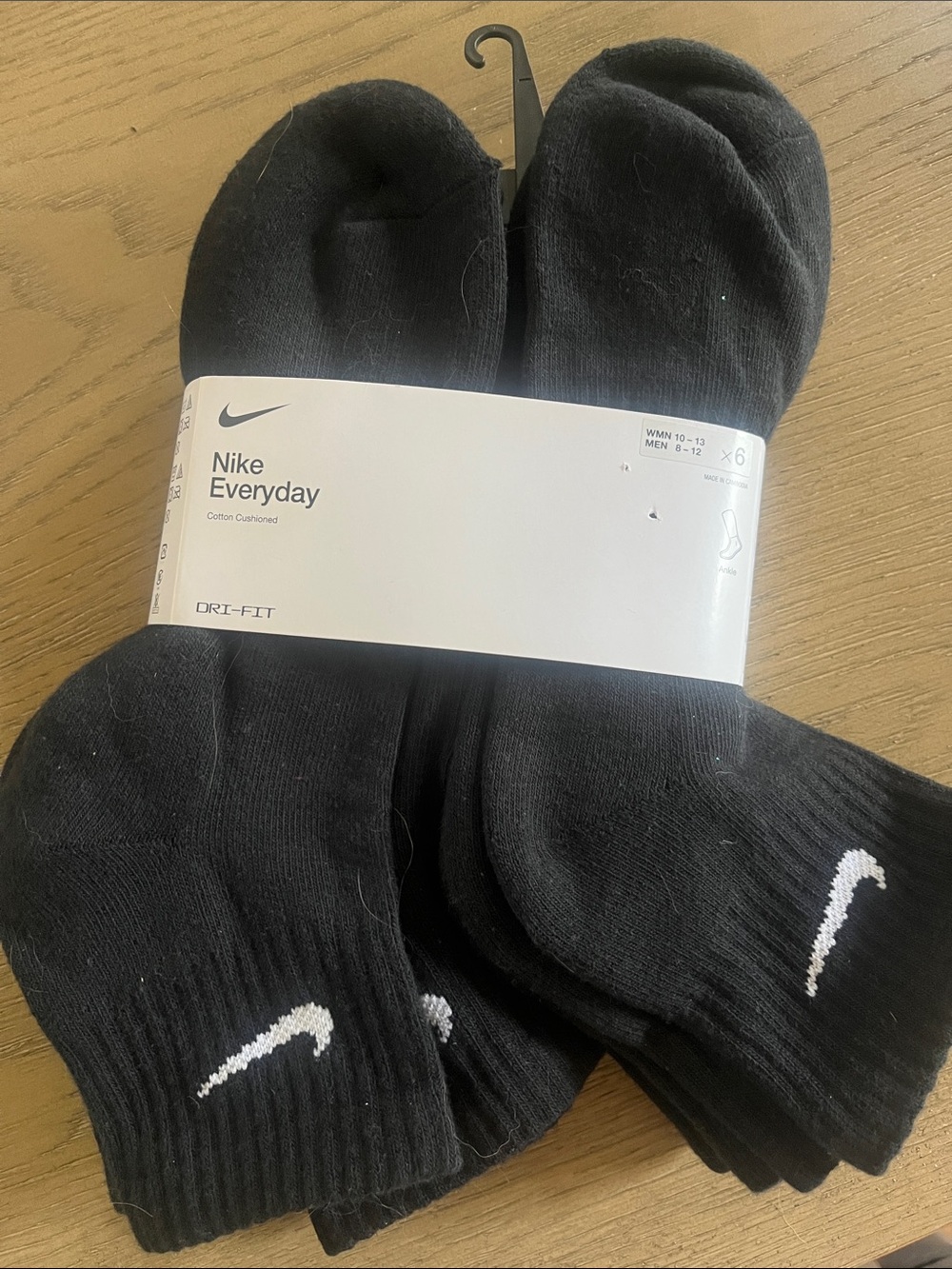 Nike Black Low-Cut Athletic No-Show Socks with White Swoosh (6-Pack)